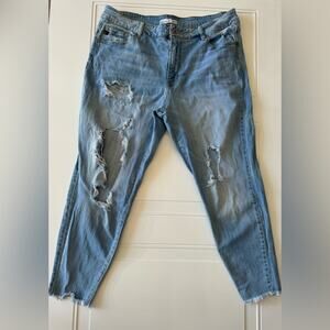 KanCan Womens Sz 20 Super Distressed Skinny Jeans Light Wash Raw Hem